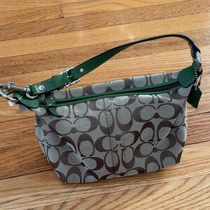Coach Green and Brown Signature Shoulder Bag